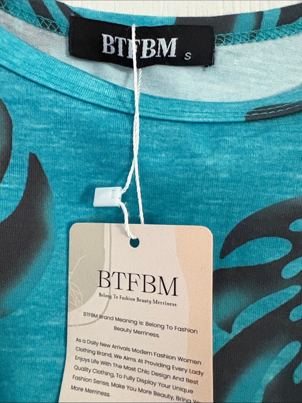 Teal Knot-Back Leaf Print Dress - Picture 2 of 5